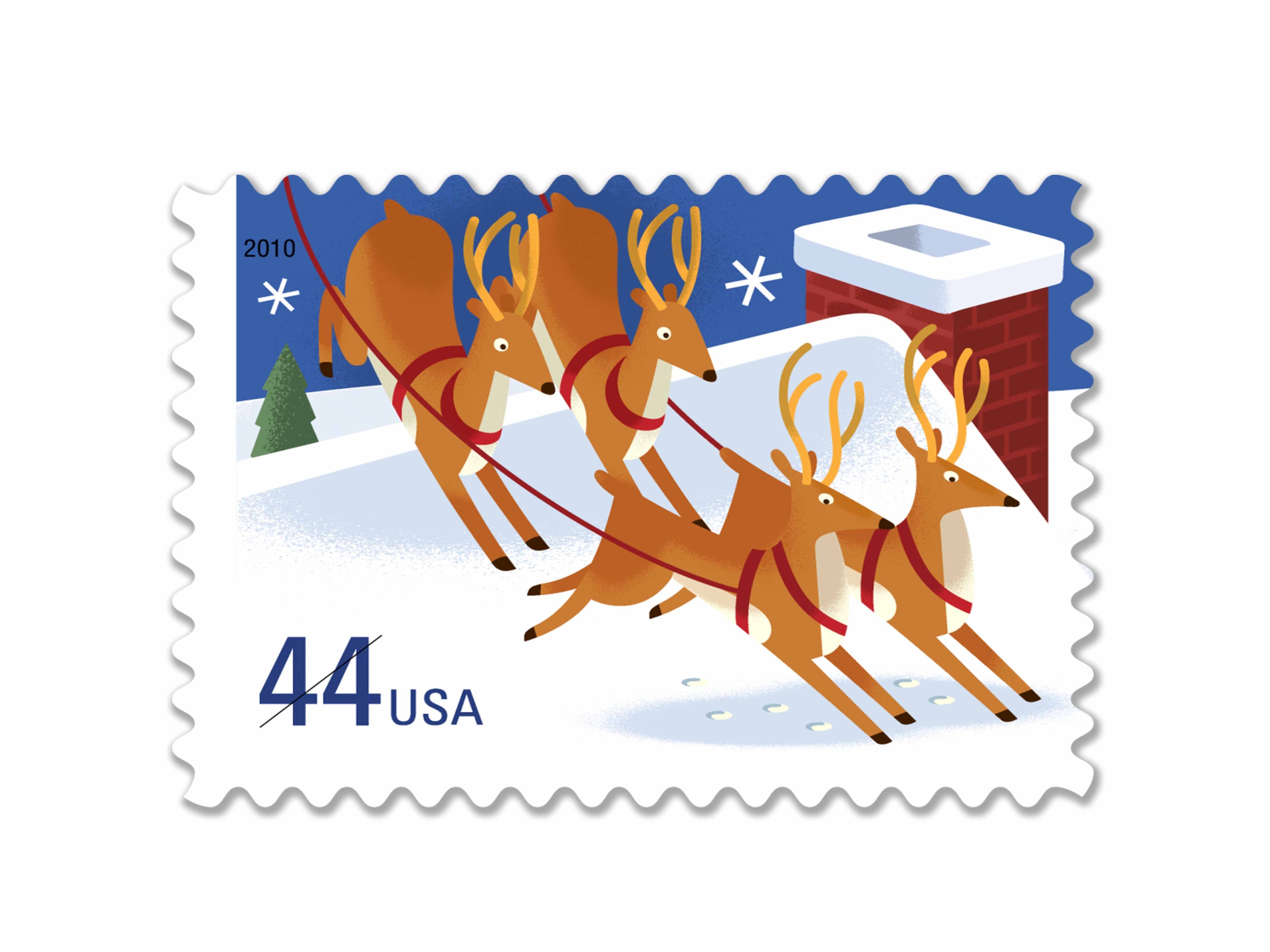 NOT Forever Stamp-44¢ Stamps 2012 Santa and Sleigh – Holiday Celebration, First-Class Postage
