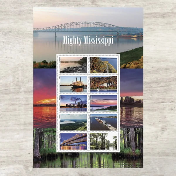 Forever Stamps 2022 Mighty Mississippi – Scenic Waterways, First-Class Postage