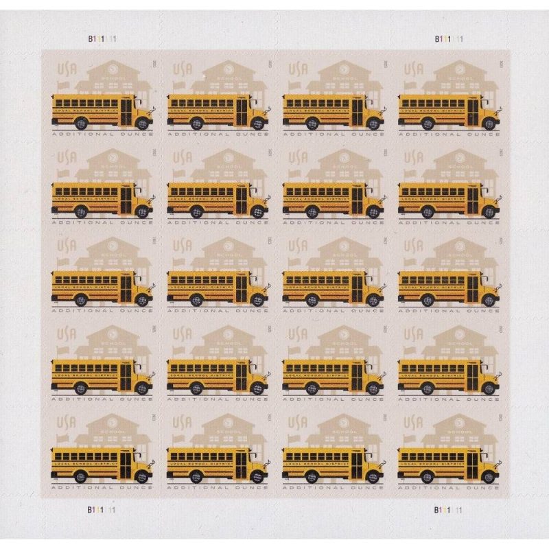 NOT Forever Stamp –Additional Ounce Stamps 2023 School Bus, First-Class Rate