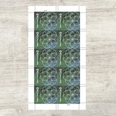 NOT Forever Stamp-First Class Stamps 2022 Floral Geometry – Art Collection, $2 Postage