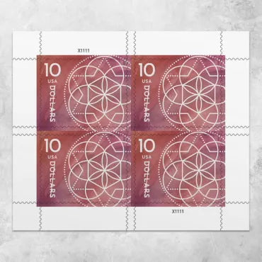NOT Forever Stamp-$10 Stamps 2023 Floral Geometry – Art Collection, High Value Postage