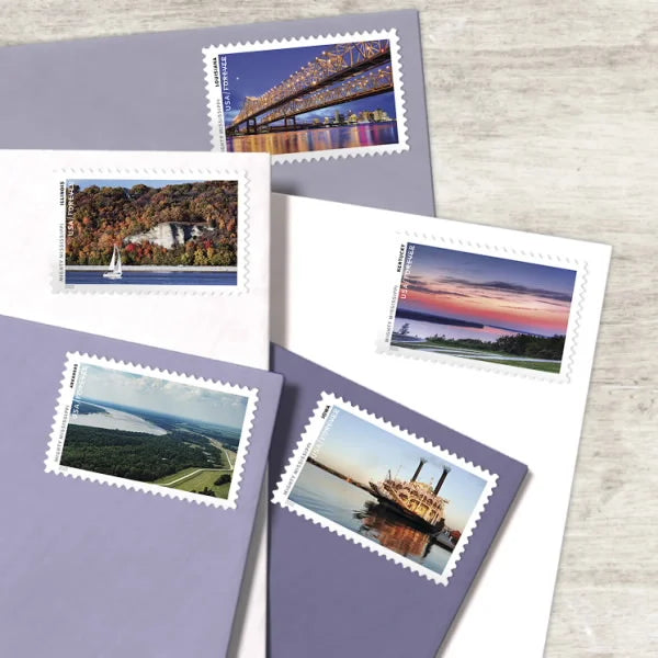 Forever Stamps 2022 Mighty Mississippi – Scenic Waterways, First-Class Postage