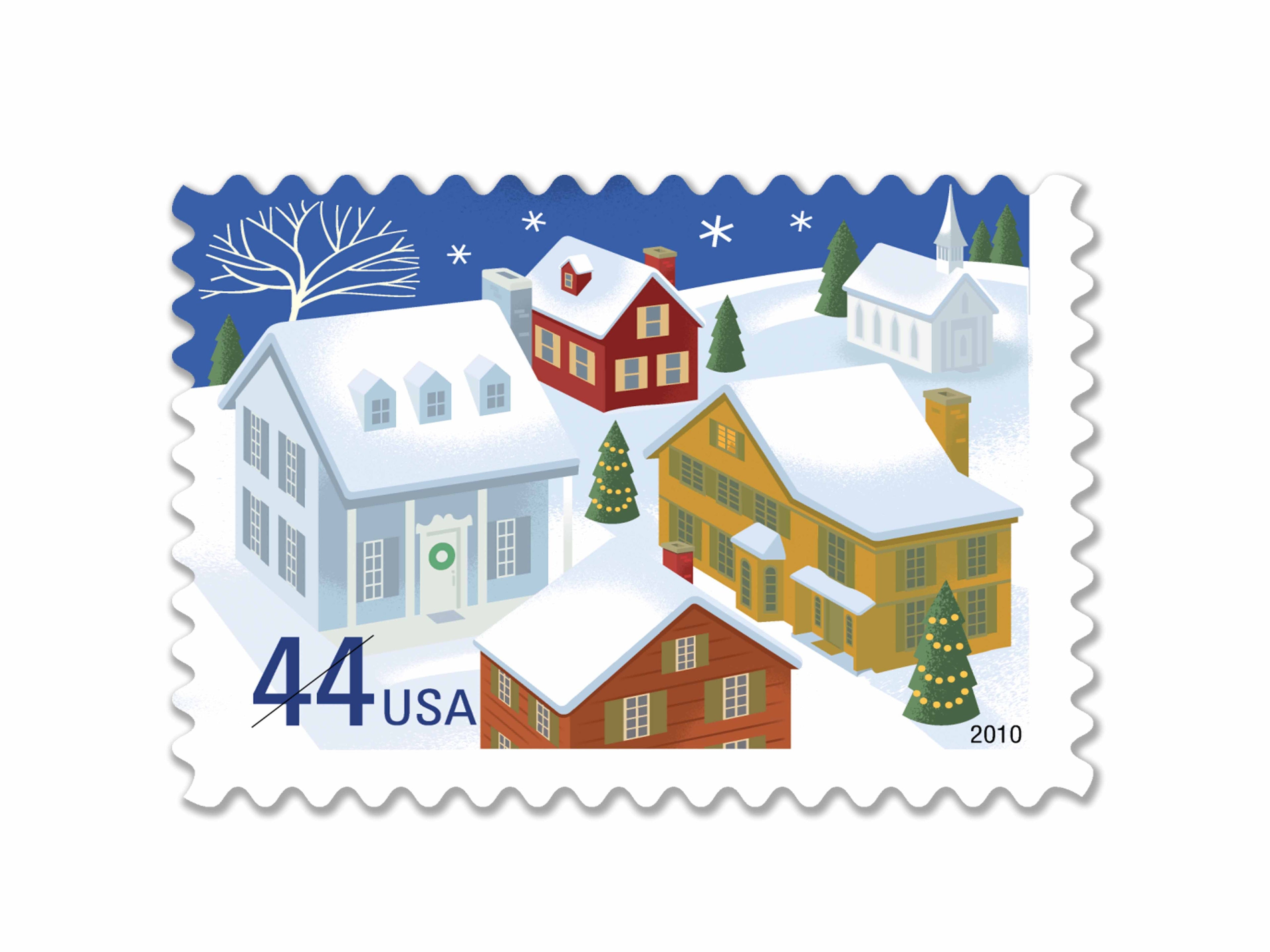 NOT Forever Stamp-44¢ Stamps 2012 Santa and Sleigh – Holiday Celebration, First-Class Postage