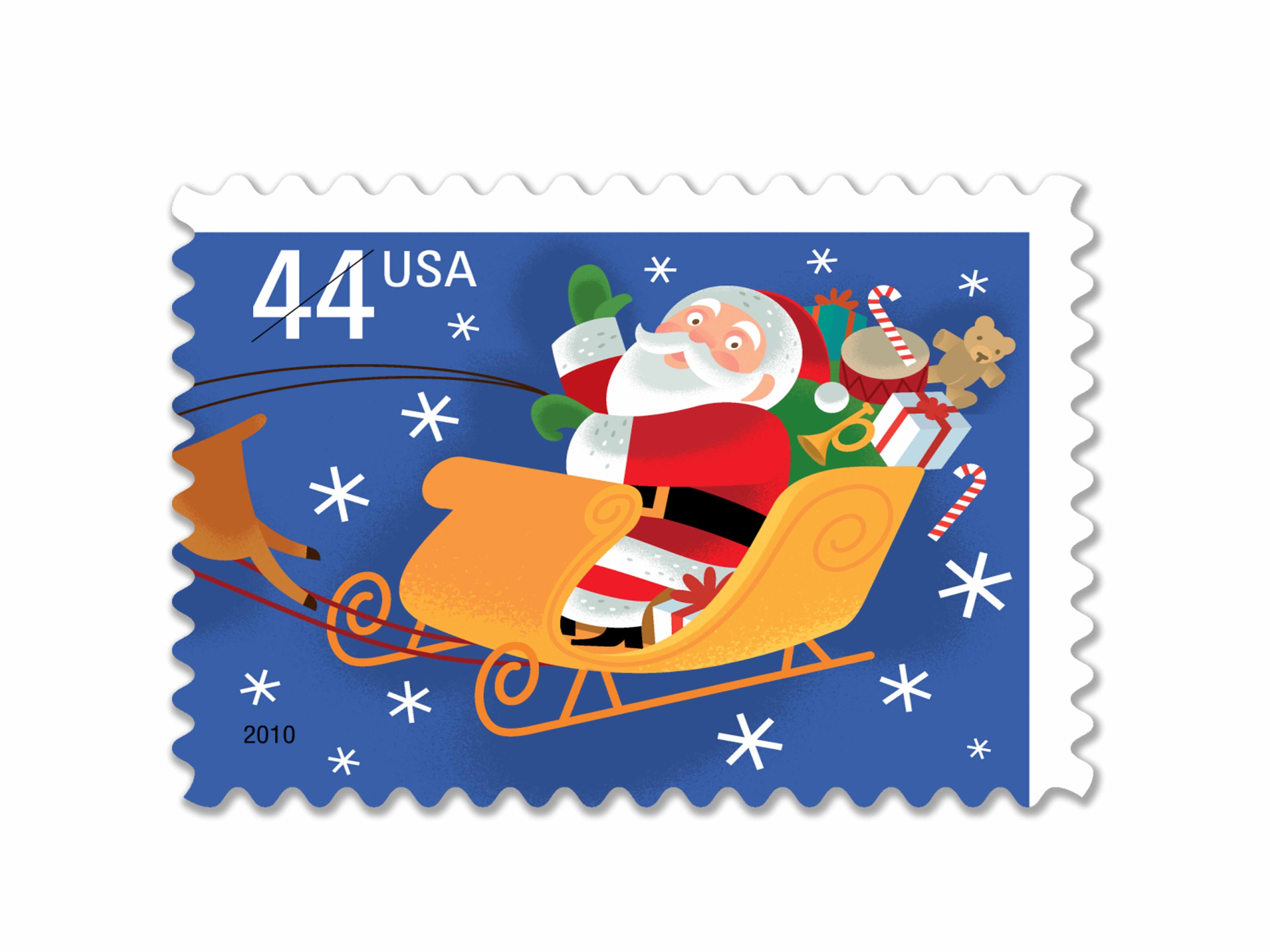 NOT Forever Stamp-44¢ Stamps 2012 Santa and Sleigh – Holiday Celebration, First-Class Postage