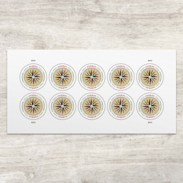 Global Forever Stamps 2025 Compass Rose – International Mailing, First-Class Postage
