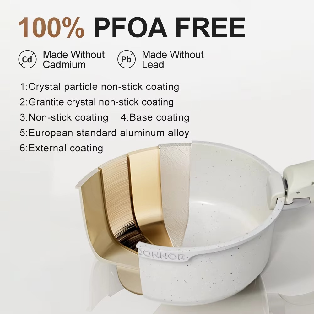 17 Piece Nonstick Cookware Set with Detachable Handle for Induction and Gas Stovetops