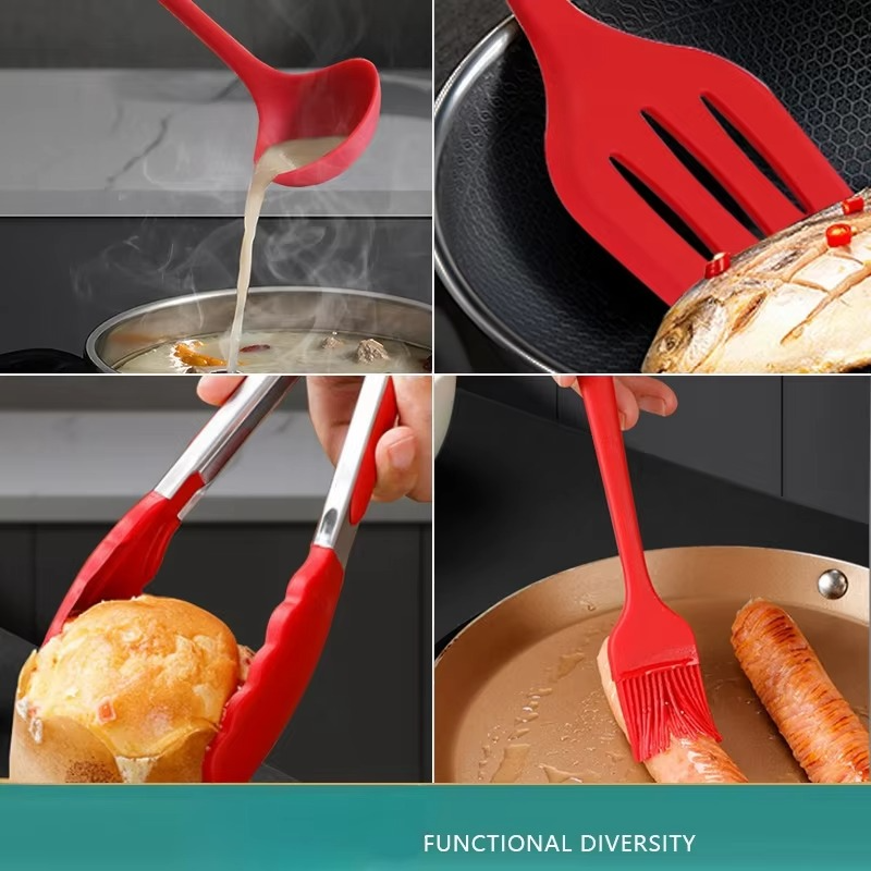 10 Piece Silicone Kitchen Utensil Set for Cooking and Baking
