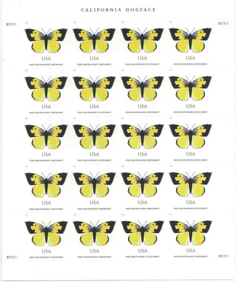 NOT Forever Stamp-$1.12 Stamps 2019 California Dogface Butterfly – Non-Machinable Surcharge, First-Class Rate