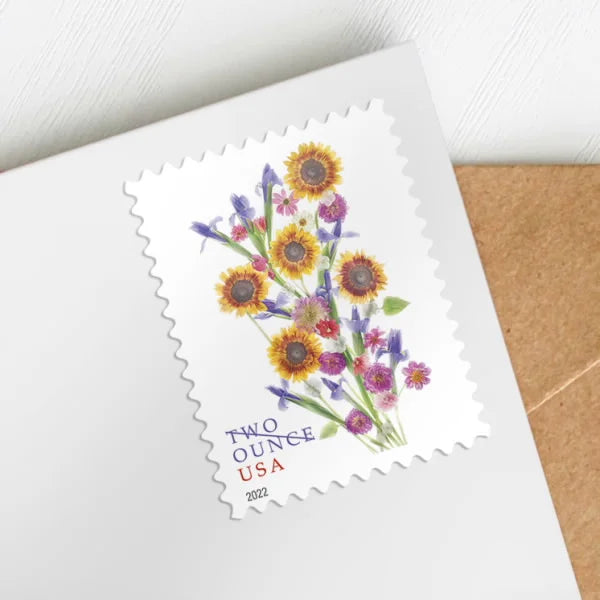 NOT Forever Stamp-Two-Ounce Stamps 2022 Sunflower Bouquet – Wedding Invitation, First-Class Rate