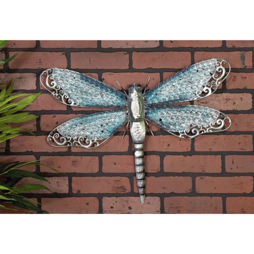 Eclectic Metal Turquoise Indoor/Outdoor Dragonfly Wall Décor,