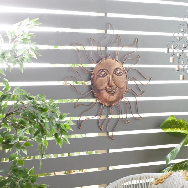 Metal Eclectic Celestial “Sun Face” Designed Wall Décor