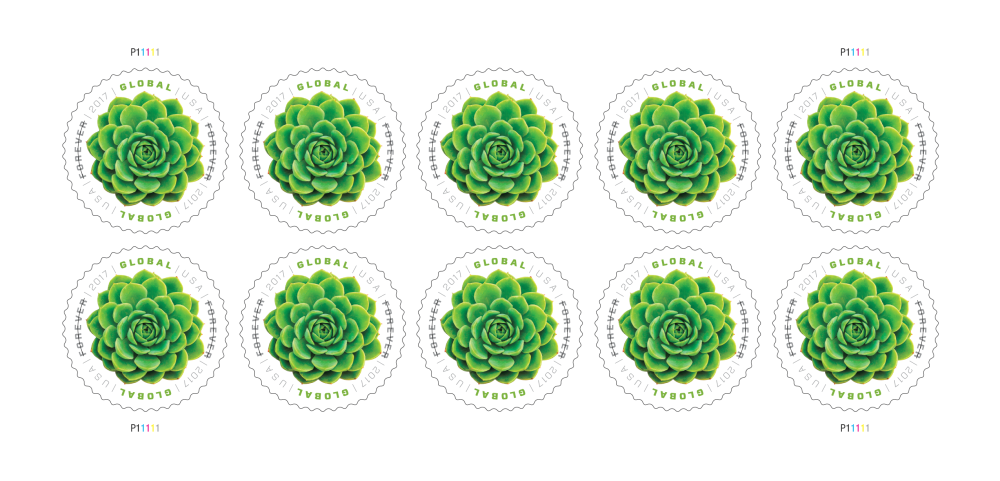 Global Forever Stamps 2017 Green Succulent – Nature Series, International Postage