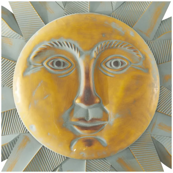 Gold Metal Indoor Outdoor Distressed Sun Wall Decor - Image 3